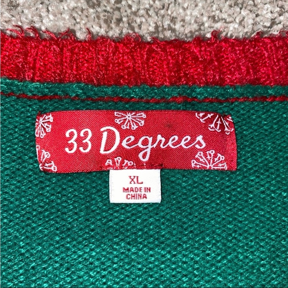 33 Degrees Ho‎ Ho Ho Ugly Christmas Green Sweater Woman’s XL - Picture 4 of 6